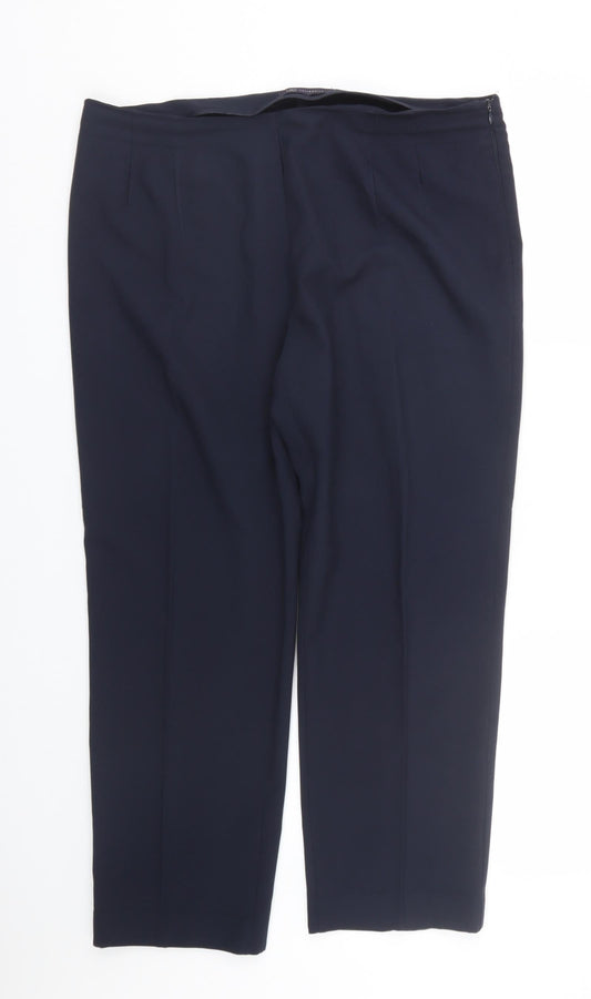 Womens UK Size 16 M&S Regular Fit Carrot Blue Trousers