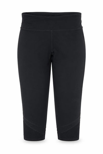 Front view of Tuff women’s black cropped leggings, size L, 20-inch leg