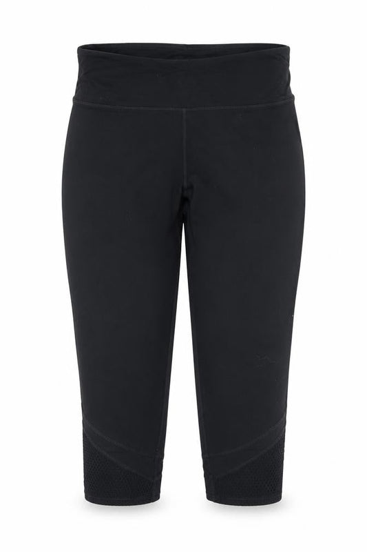 Front view of Tuff women’s black cropped leggings, size L, 20-inch leg