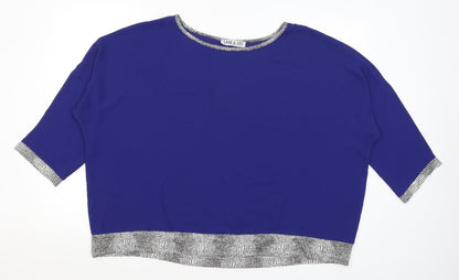 Additional front view of Sam & Lili women’s blue basic blouse, size UK 10