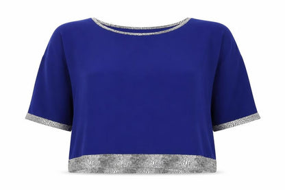 Front view of Sam & Lili women’s blue basic blouse, size UK 10