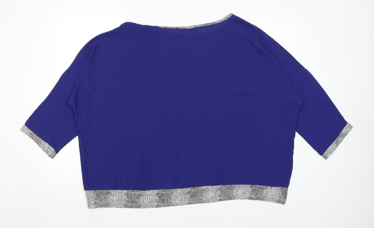 Back view of Sam & Lili women’s blue basic blouse, size UK 10