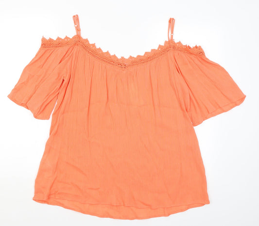 Womens UK Size 10 Pep & Co Orange Basic Blouse