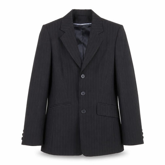 Front view of Primark women’s black striped jacket suit jacket, size UK 12
