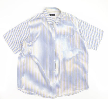 Mens UK Size XL Cotton Traders Blue  Button-Up Short Sleeve Casual Shirt