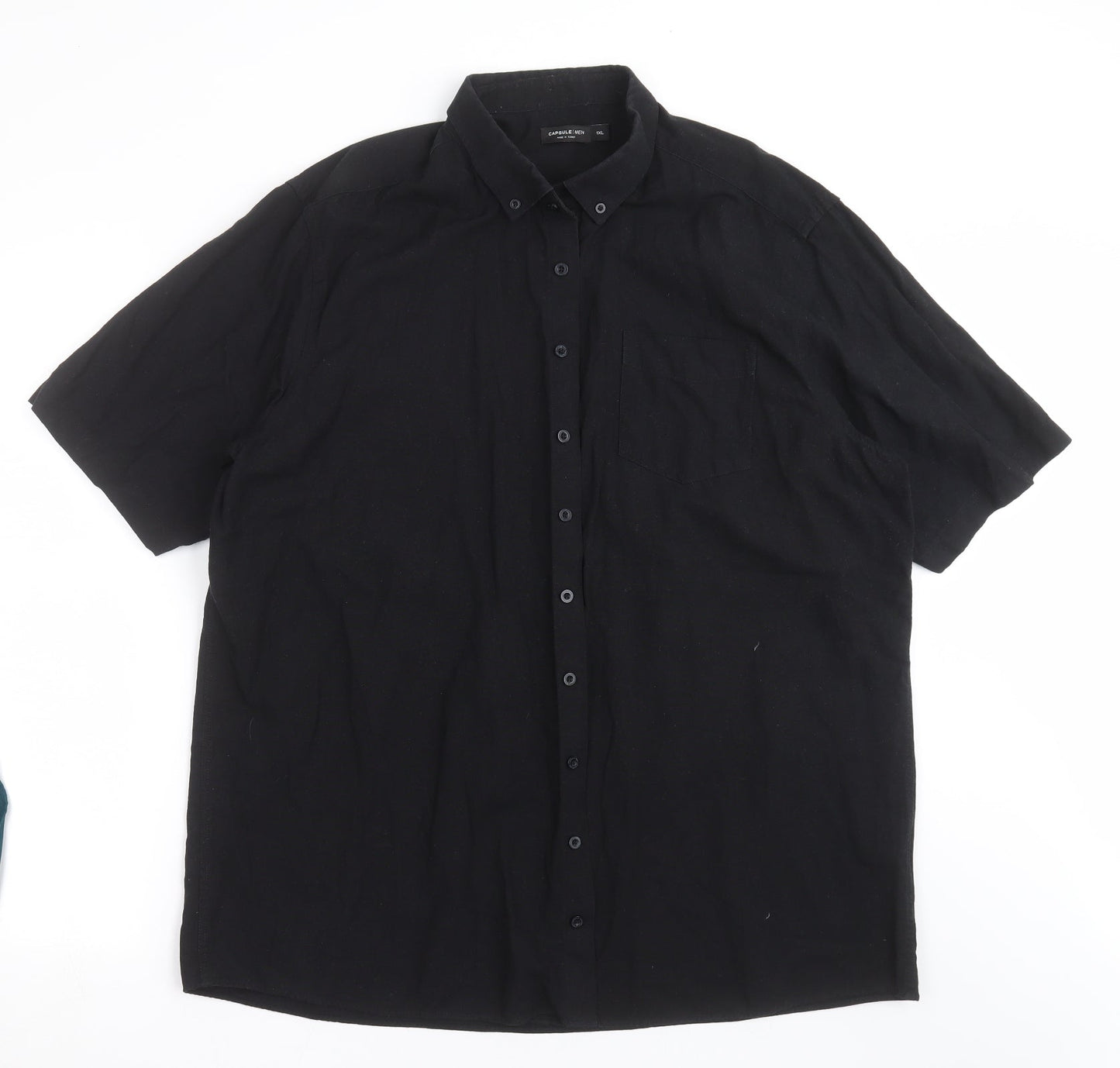 Mens UK Size XL CAPSULE Black  Button-Up Short Sleeve Casual Shirt