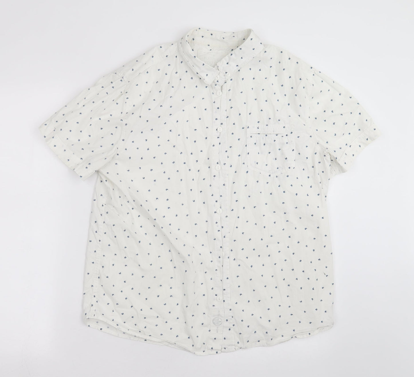 Mens UK Size M Native Youth White  Button-Up Short Sleeve Casual Shirt