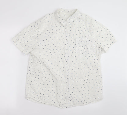 Mens UK Size M Native Youth White  Button-Up Short Sleeve Casual Shirt