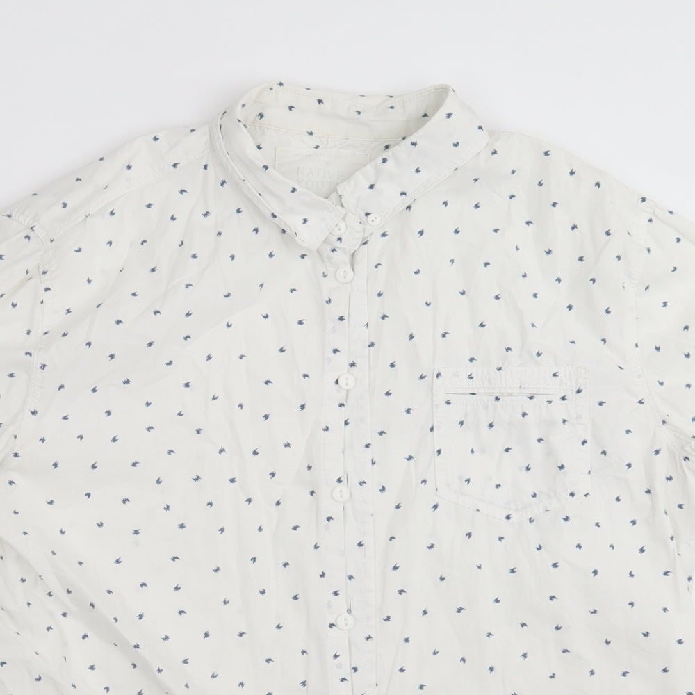 Mens UK Size M Native Youth White  Button-Up Short Sleeve Casual Shirt