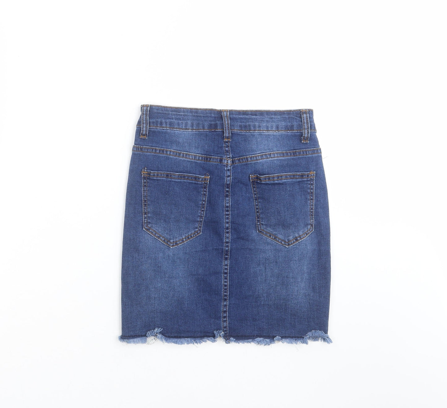 SheIn Womens Blue  Denim Straight & Pencil Skirt Size S  - Distressed