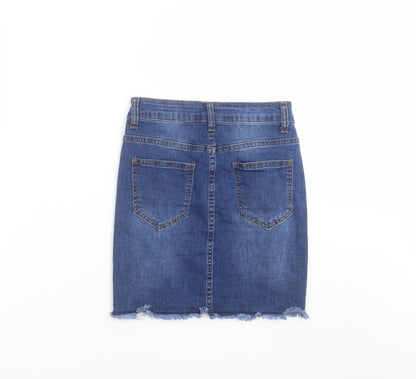 SheIn Womens Blue  Denim Straight & Pencil Skirt Size S  - Distressed