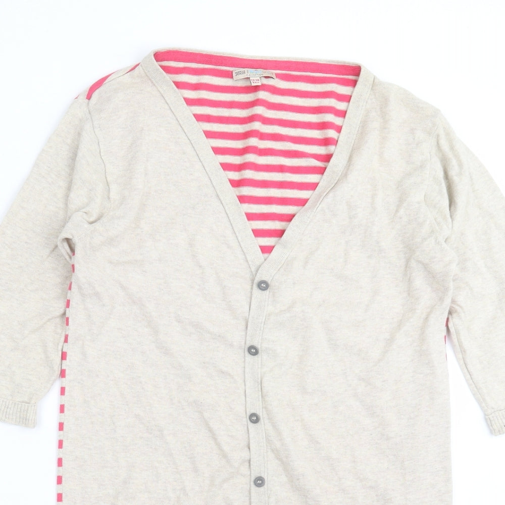 Indigo Collection Girls Beige Striped Knit Cardigan Jumper Size 13-14 Years