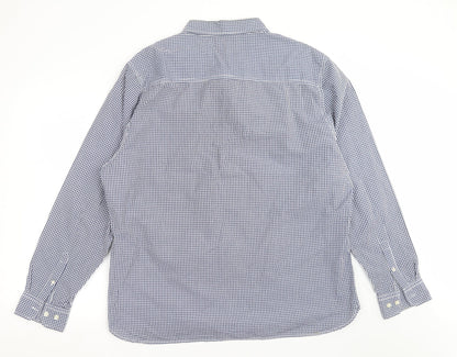 Easy Mens Blue Check   Button-Up Size 2XL