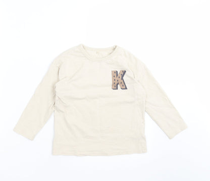Additional front view of George girls’ beige basic t-shirt, size 3-4, years - k