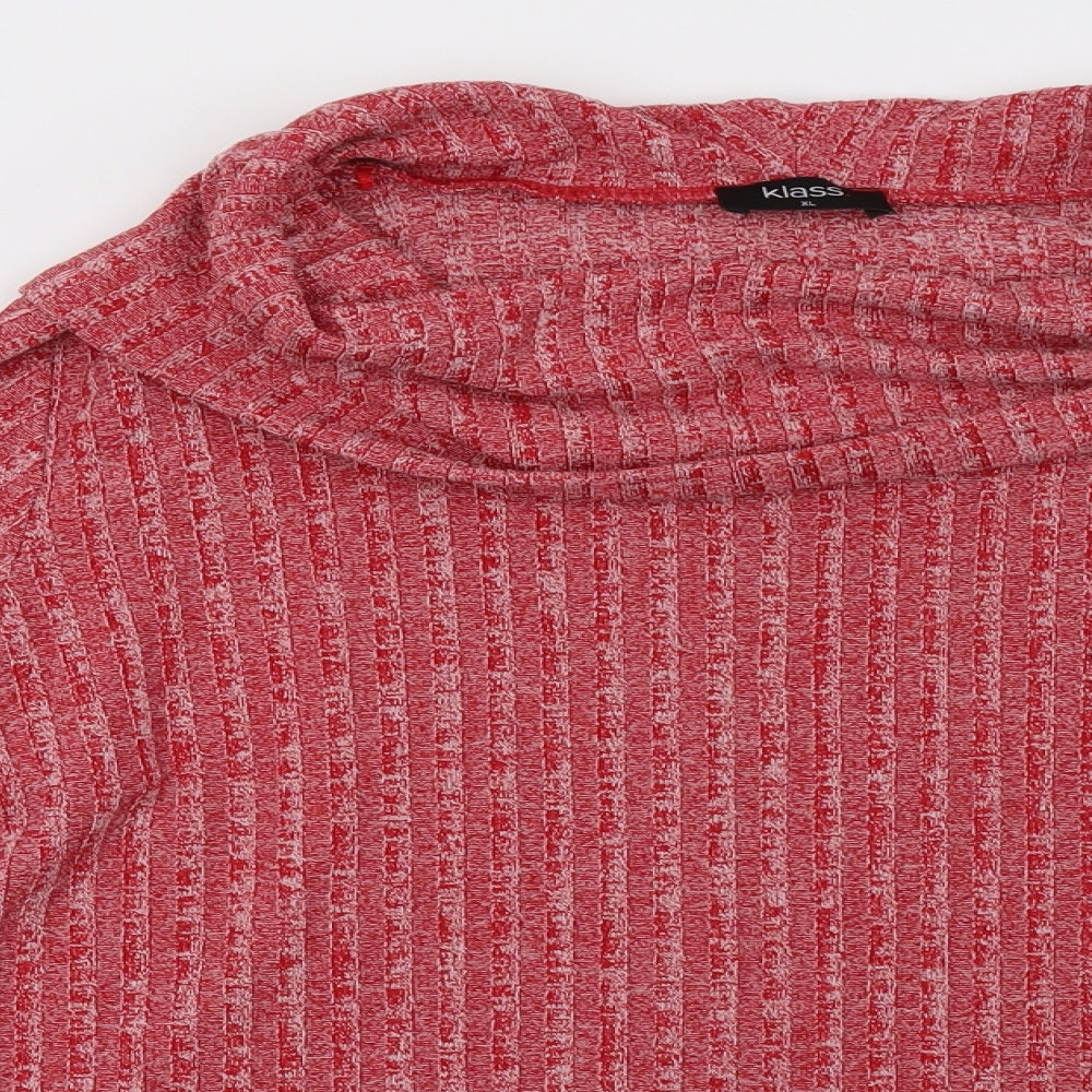 Close-up detail of Klass women’s pink pullover sweatshirt, size XL