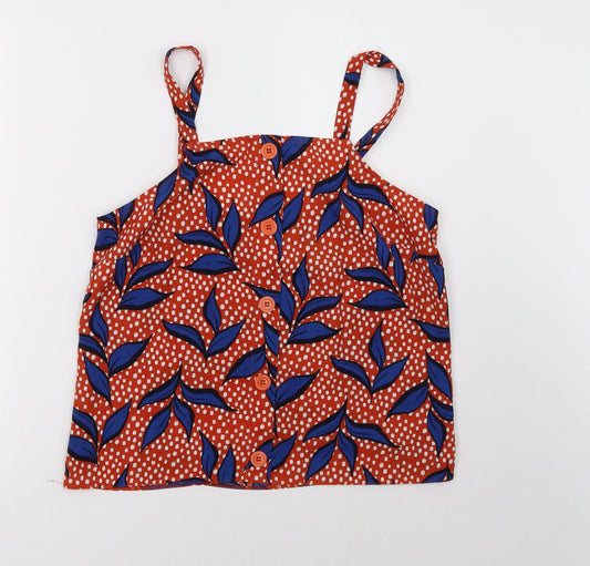 George Womens Orange Polka Dot  Basic Tank Size 10