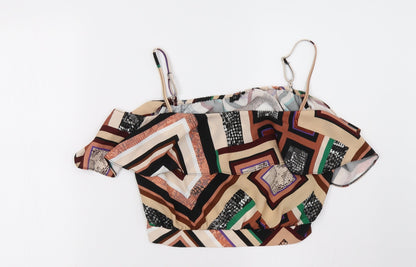Womens UK Size 12 River Island Brown Cropped Tank