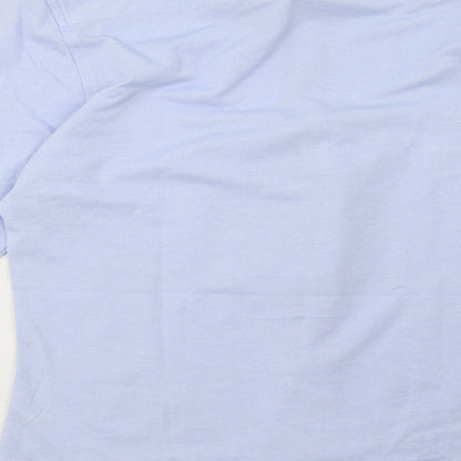 Mens UK Size S Harry Brown Blue  Button-Up Long Sleeve Casual Shirt