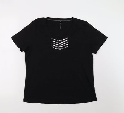 Womens UK Size L BM Black Basic T-Shirt