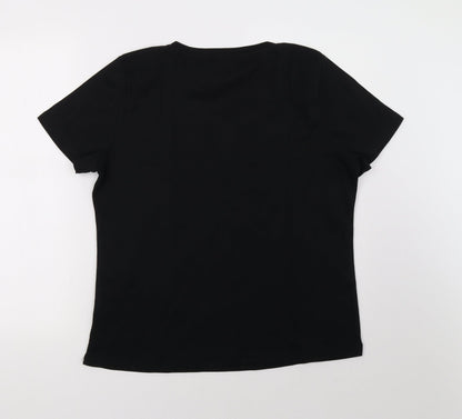 Womens UK Size L BM Black Basic T-Shirt