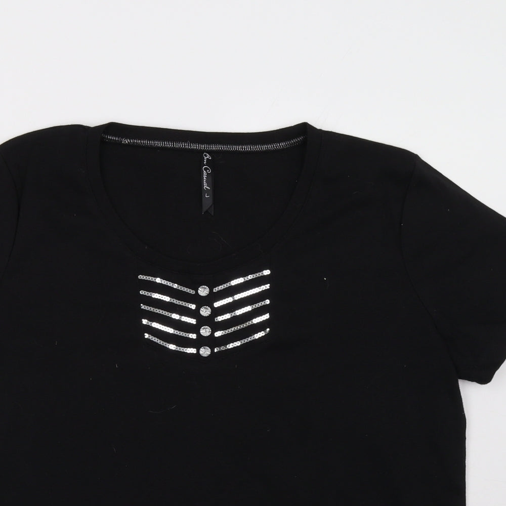 Womens UK Size L BM Black Basic T-Shirt