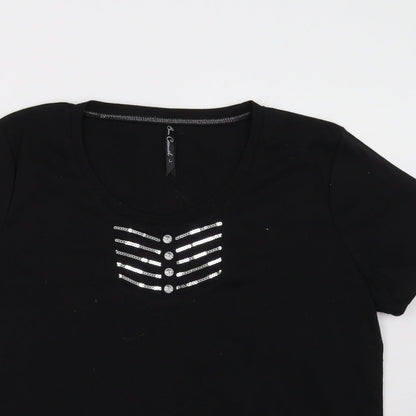 Womens UK Size L BM Black Basic T-Shirt