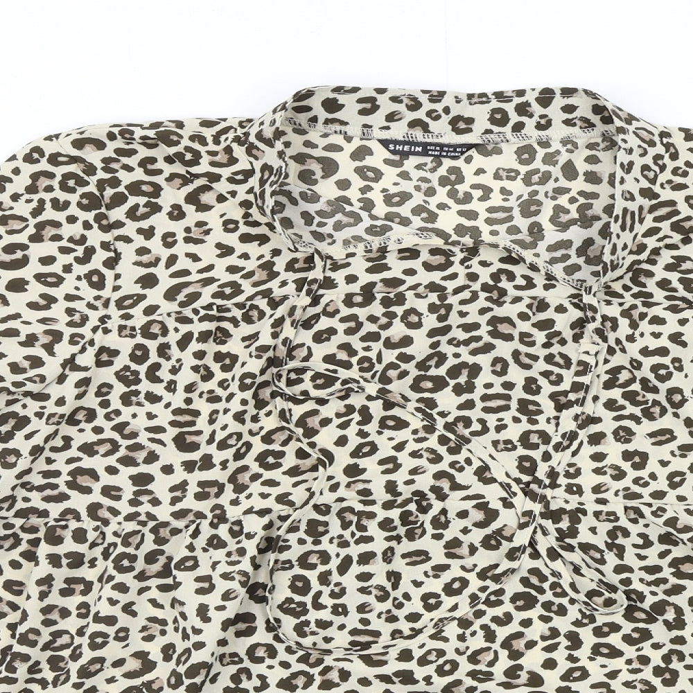 SheIn Womens Multicoloured Animal Print  Basic Blouse Size XL