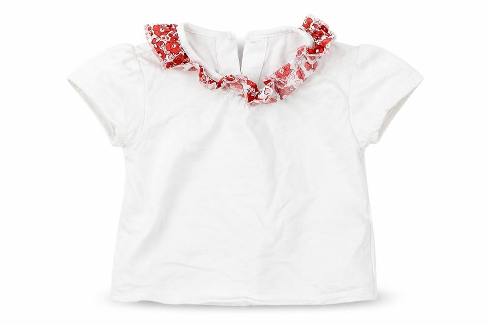 Front view of Matalan girls’ white basic t-shirt, size 0-3, months