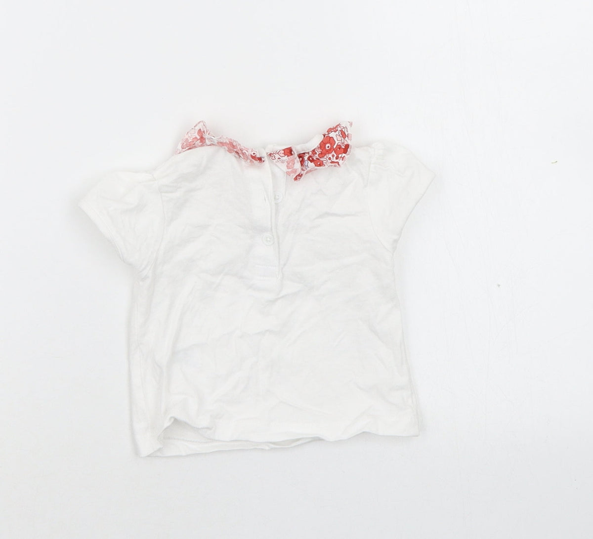 Back view of Matalan girls’ white basic t-shirt, size 0-3, months