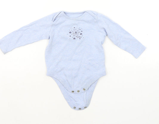 Front view of George Baby Blue Babygrow One-Piece, size 6-9, Months - Disney, Mickey Mouse