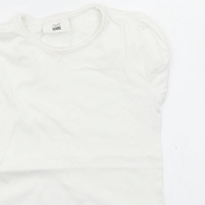 Close-up detail of Next girls’ white basic t-shirt, size 9, years