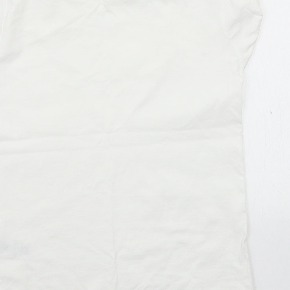Brand and care label for Next girls’ white basic t-shirt, size 9, years