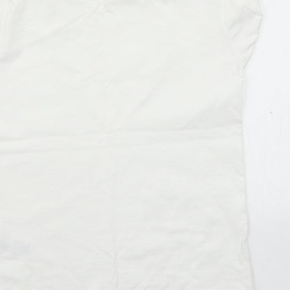 Brand and care label for Next girls’ white basic t-shirt, size 9, years