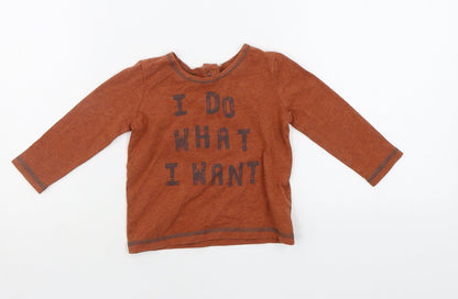 Additional front view of Next Baby Brown Basic T-Shirt, size 6-9, Months