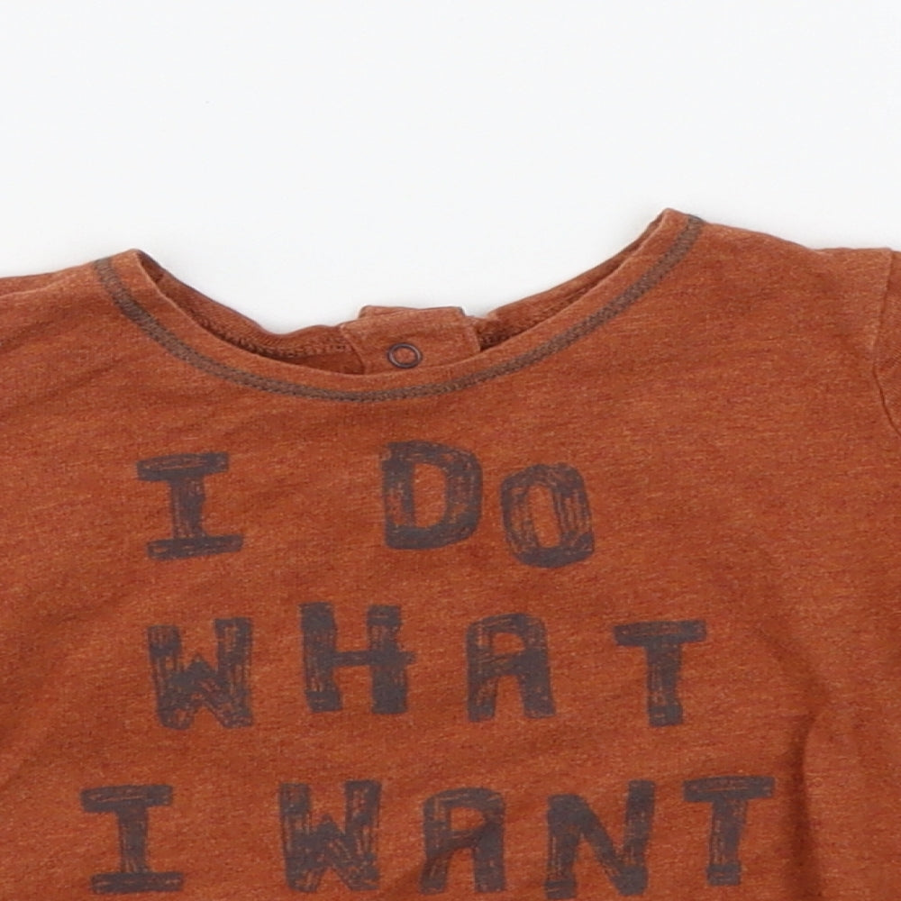 Close-up detail of Next Baby Brown Basic T-Shirt, size 6-9, Months