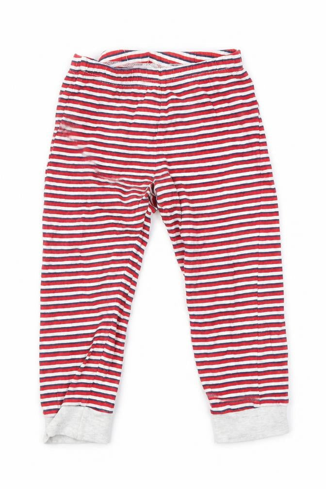 Front view of F&F boys’ red striped pyjama pants, size 2-3, years