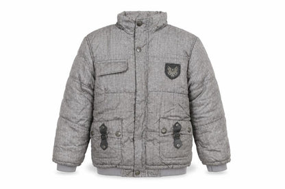 Front view of Exit women’s grey puffer jacket coat, size UK 8