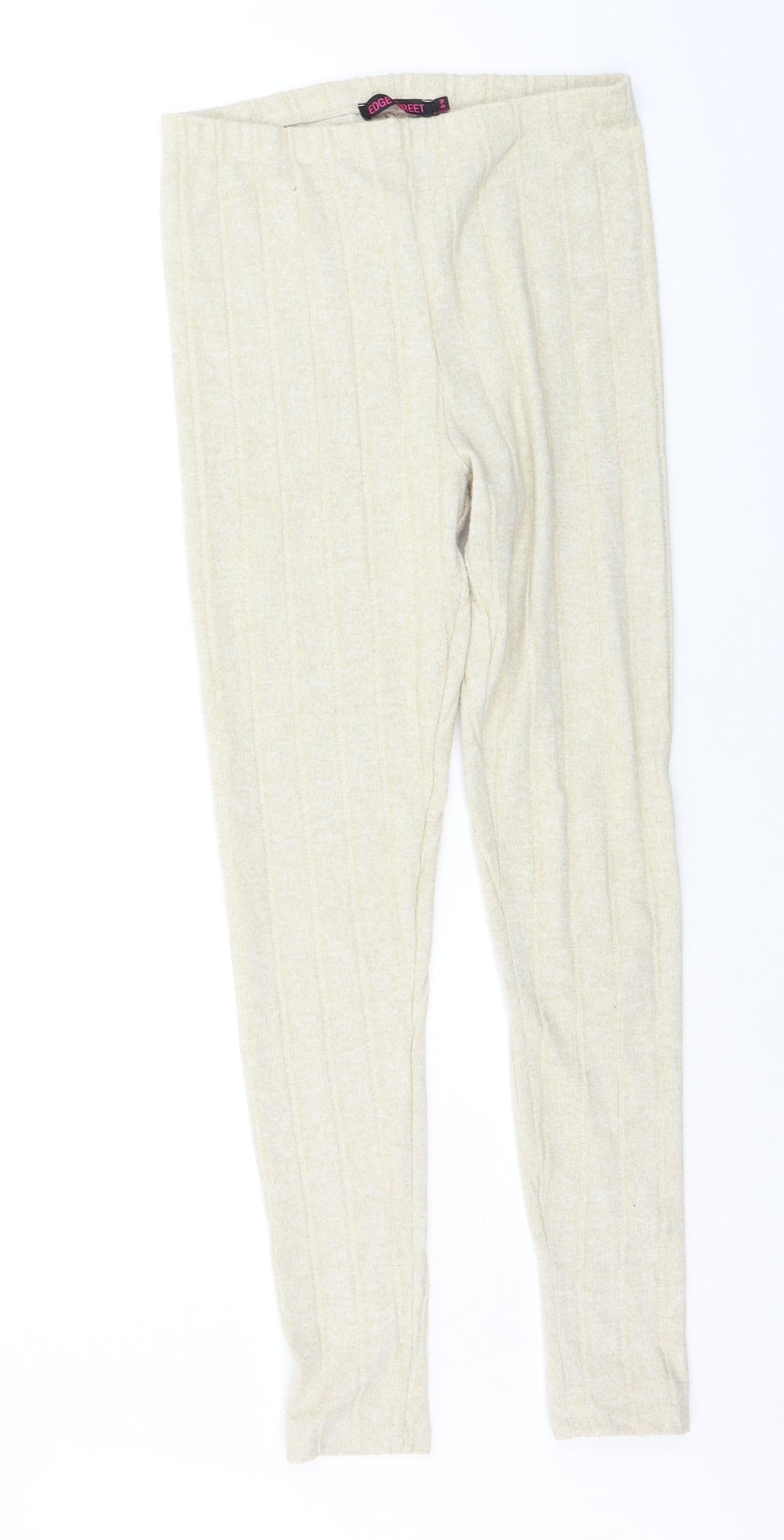 Additional front view of Edge Street women’s beige solid capri lounge pants, size M