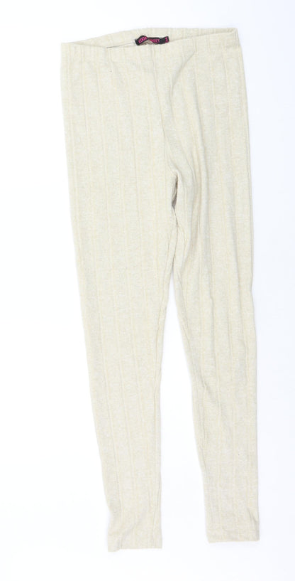 Additional front view of Edge Street women’s beige solid capri lounge pants, size M