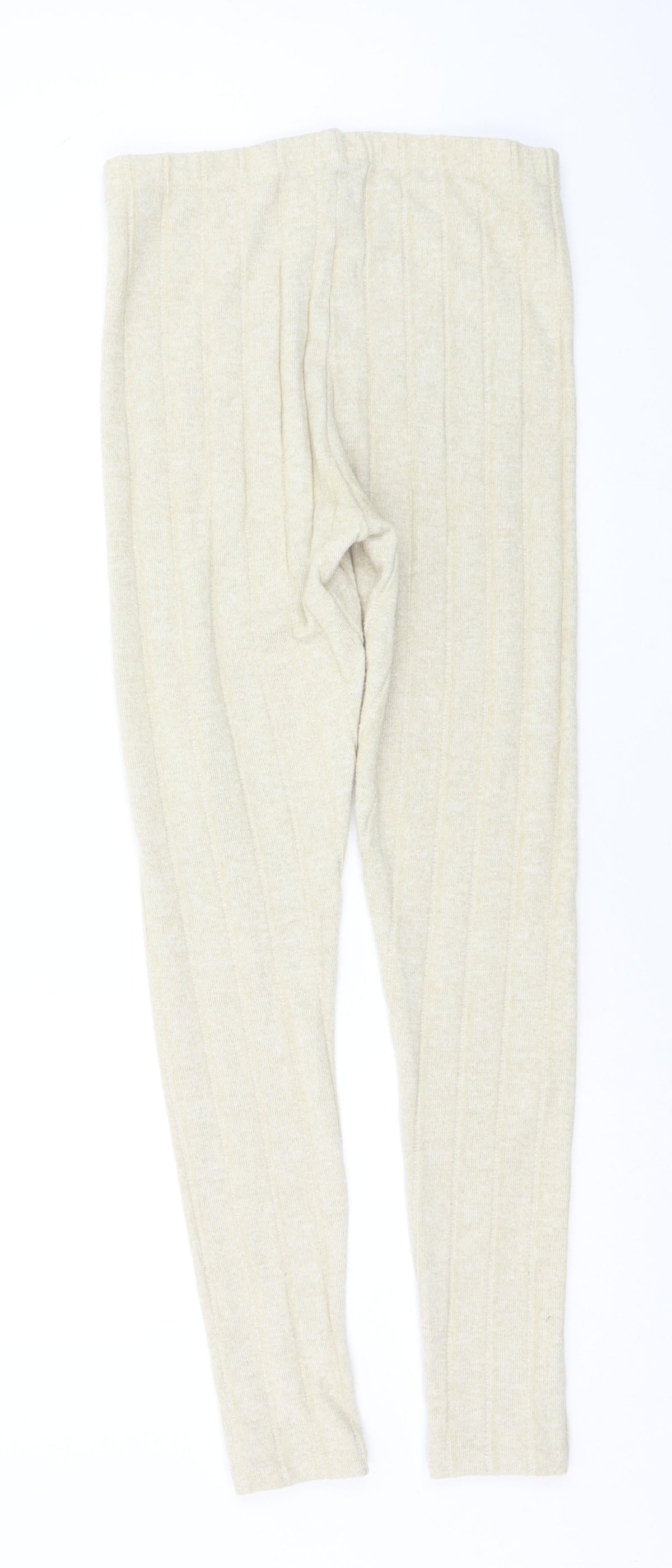 Back view of Edge Street women’s beige solid capri lounge pants, size M