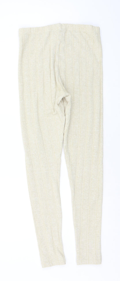 Back view of Edge Street women’s beige solid capri lounge pants, size M