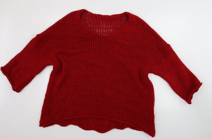 Preworn  Womens Red   Pullover Jumper Size 6  - oversize
