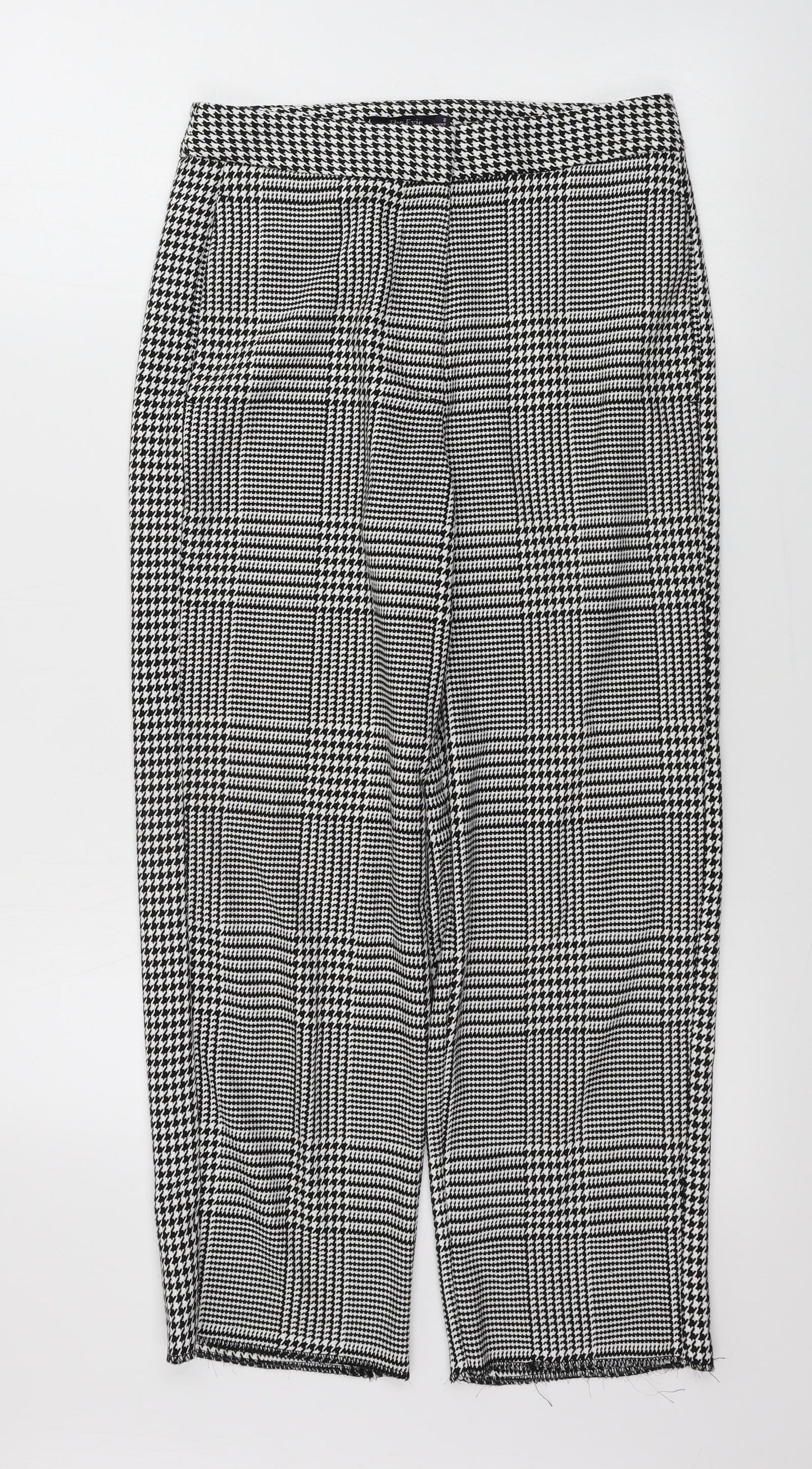 Marks and Spencer  Womens White Check  Trousers  Size 8 L24 in