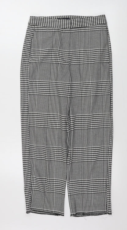 Marks and Spencer  Womens White Check  Trousers  Size 8 L24 in