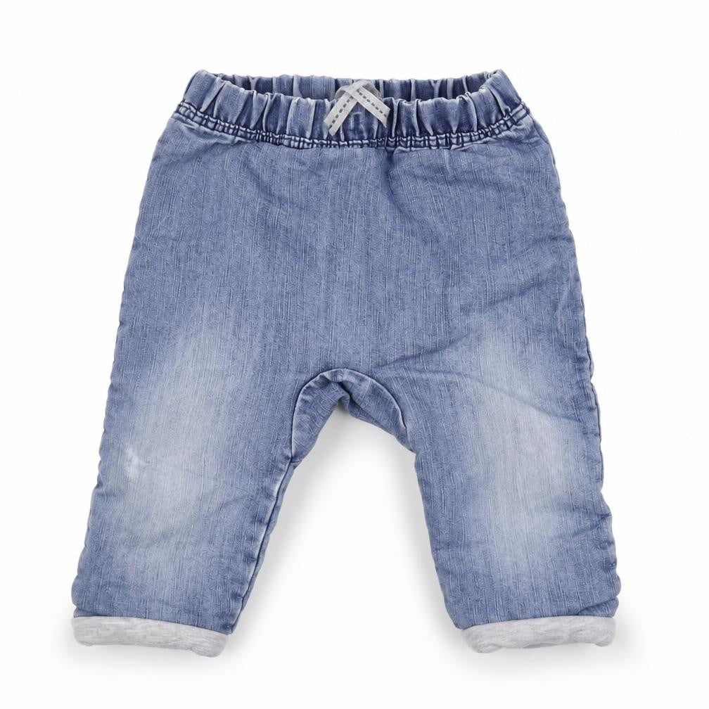 Front view of Tu girls’ blue cargo trousers, size 9-12, months