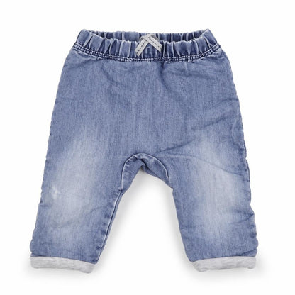 Front view of Tu girls’ blue cargo trousers, size 9-12, months