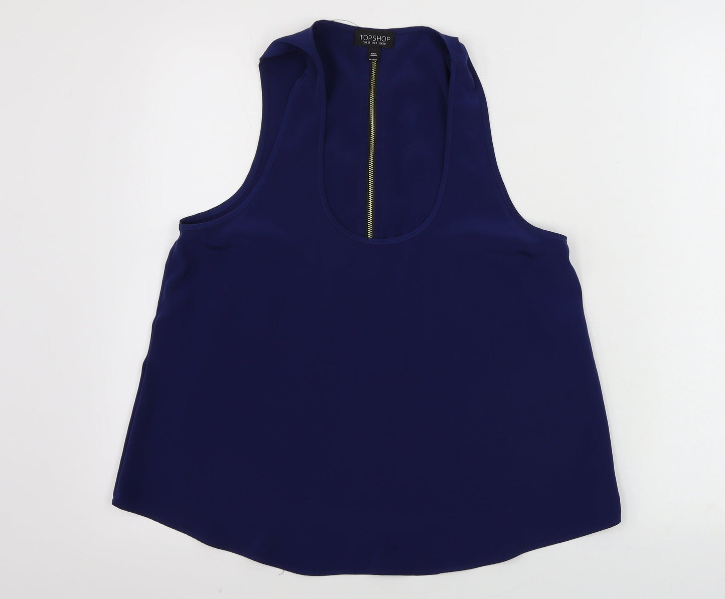 Womens UK Size 10 Topshop Blue Basic Tank