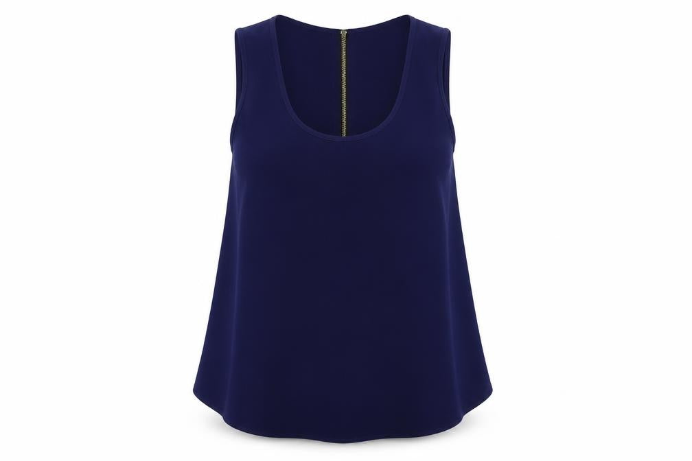 Womens UK Size 10 Topshop Blue Basic Tank