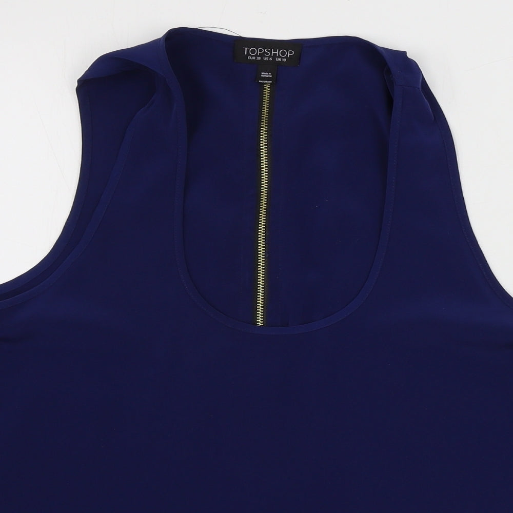 Womens UK Size 10 Topshop Blue Basic Tank