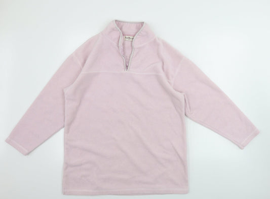 Additional front view of Bonmarché men’s pink henley jumper, size S